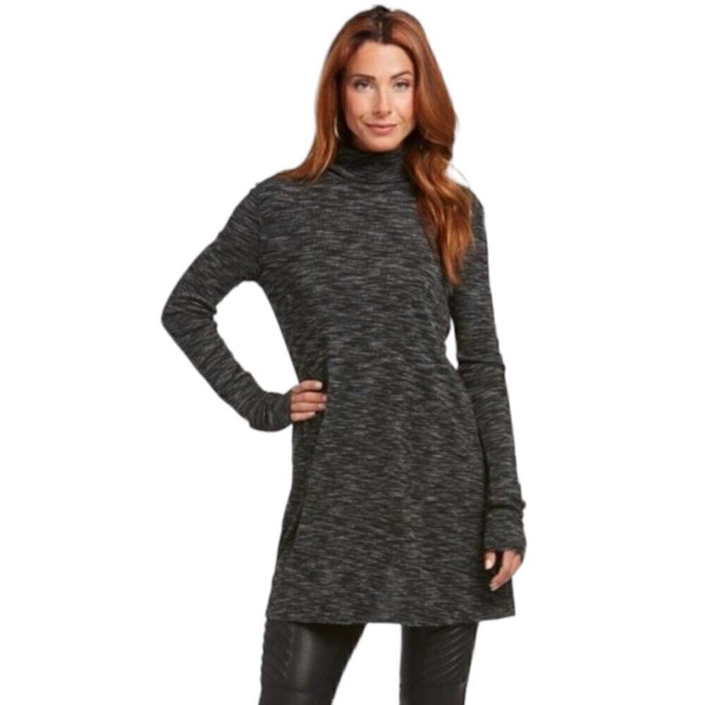 Free People We The Free Gray Split Back Stonecold Ribbed Turtleneck Tunic Top XS